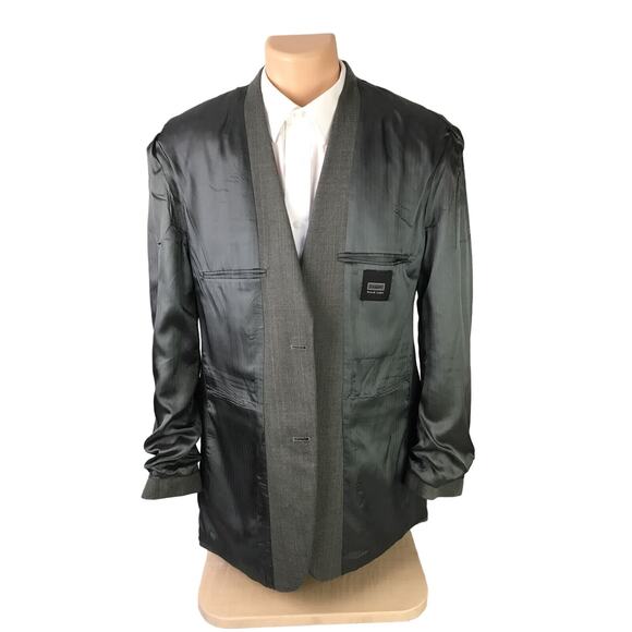 Haggar Black Label Suit Jacket Two Button Size 42L Windowpane Gray - Picture 9 of 12